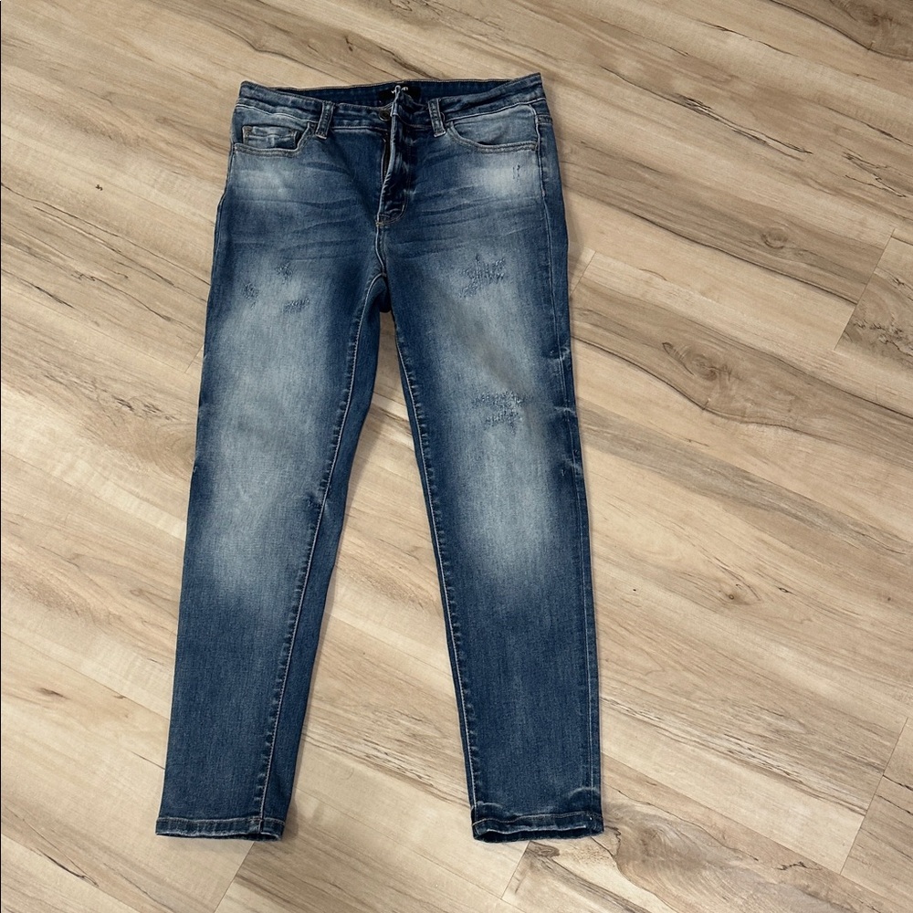 VERVET BY FLYING MONKEY Distressed Blue Skinny Jeans